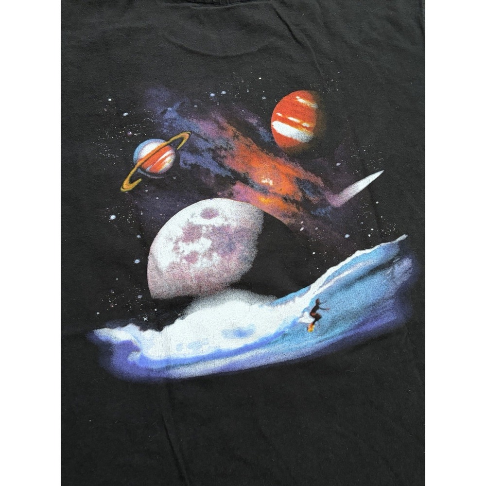 Vintage 90s Surf Trek Long Beach Island, NJ Graphic Tee Made In USA Black Large - Picture 3 of 8
